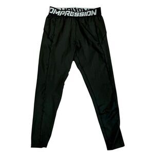 Boys Black Athletic Compression Pants